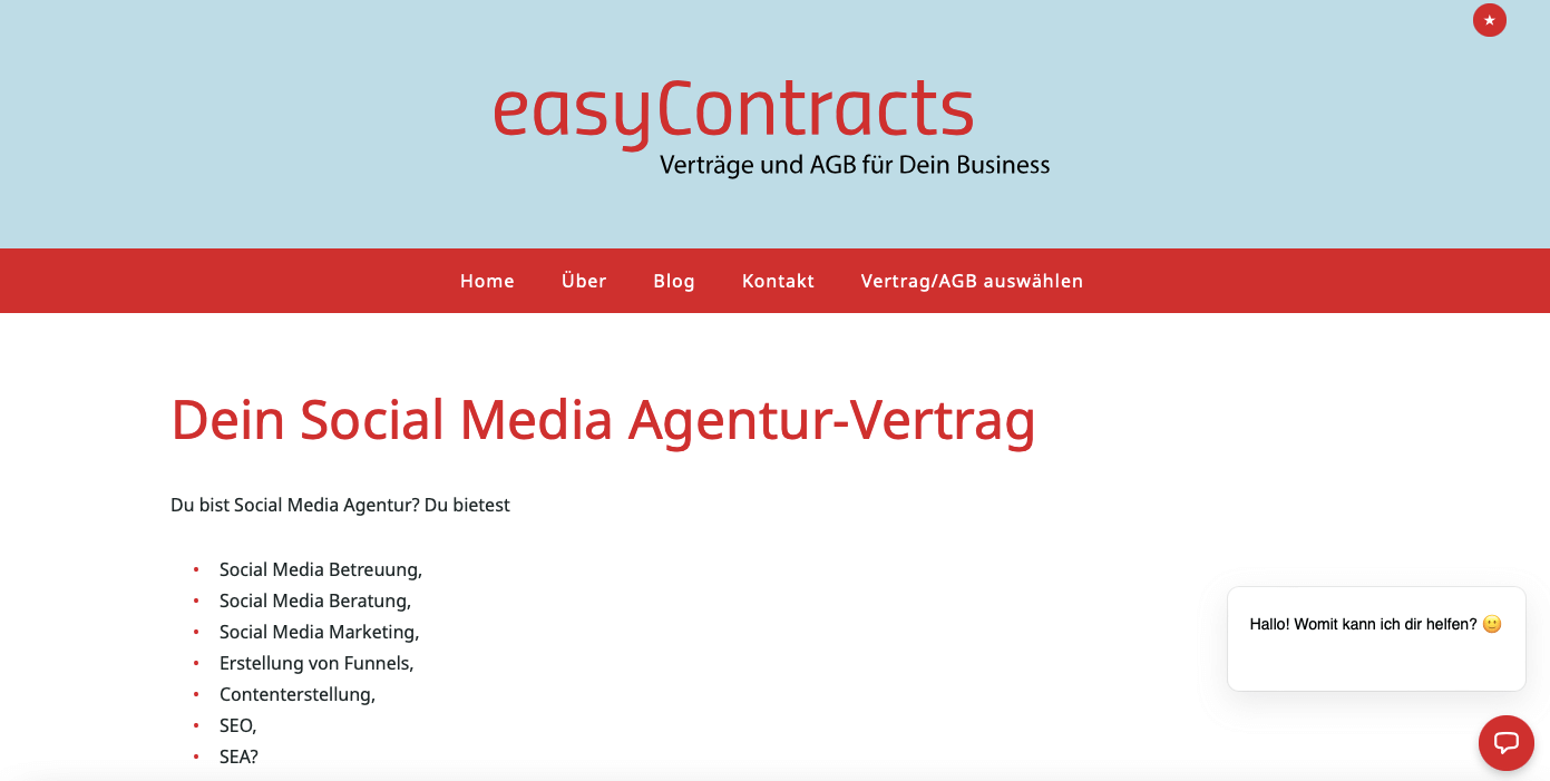 Digitale Produkte Ideen Screenshot Easy Contract