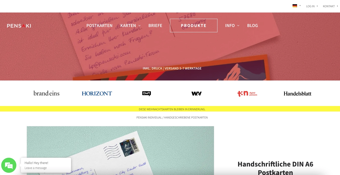 Handschriftliche Postkarten automatisieren Anbieter Pensaki