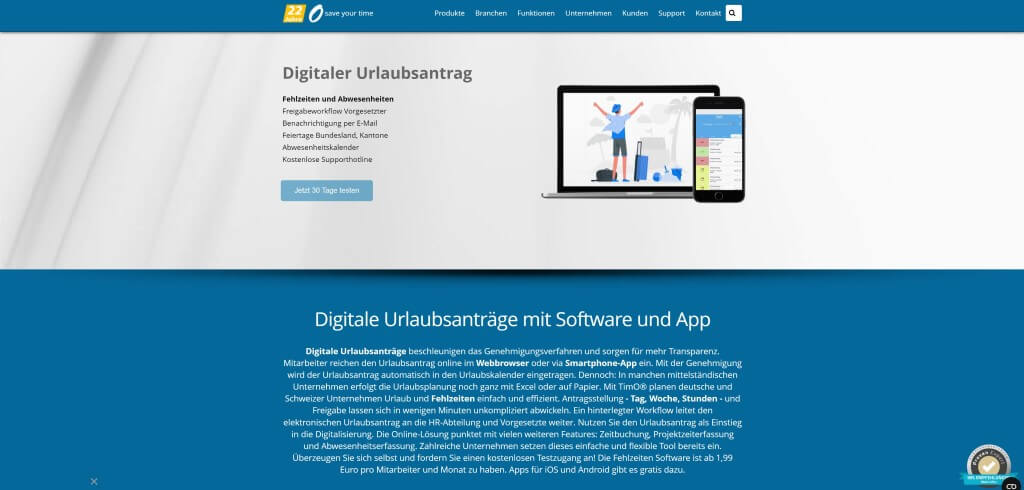 Digitaler Urlaubsantrag timo