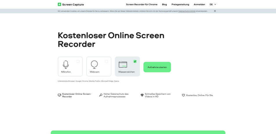 bildschirm aufnehmen online Screencapture