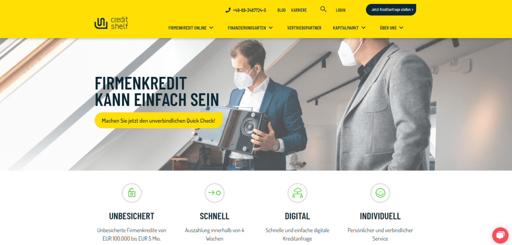 firmenkredit online creditshelf