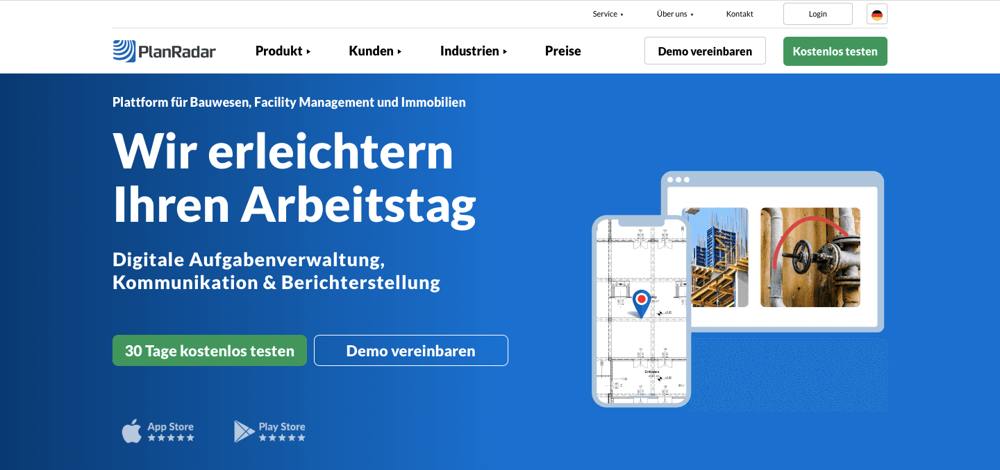 Bausoftware Vergleich Anbieter PlanRadar