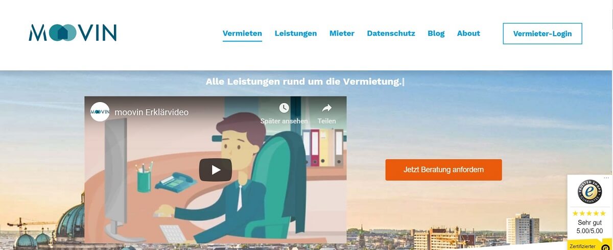 Vermietung digitalisieren Webseite moovin