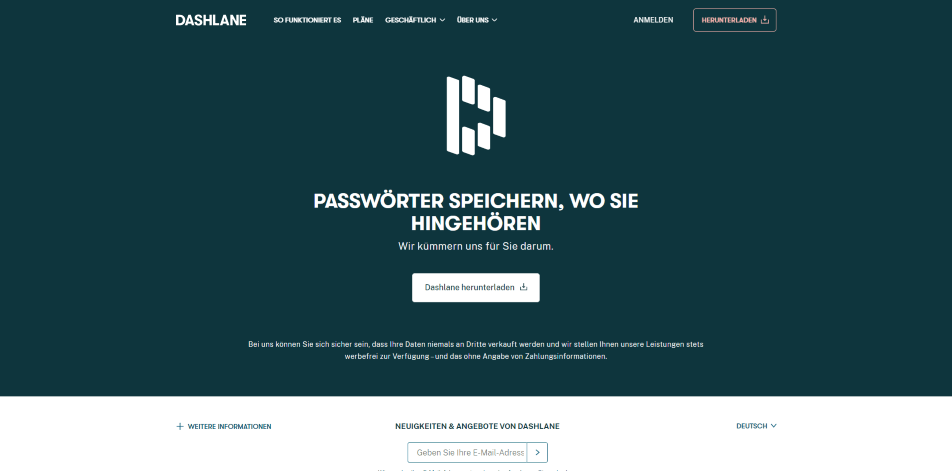passwort manager dashlane startseite