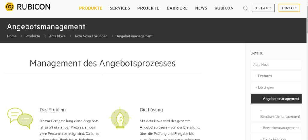 Digitales Angebotsmanagement Acta Nova
