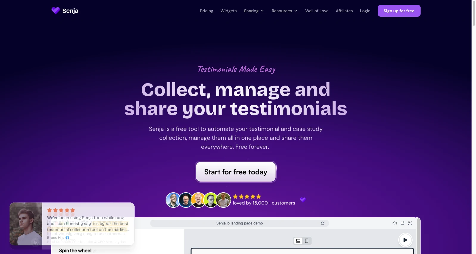 senja testimonial tool digital affin