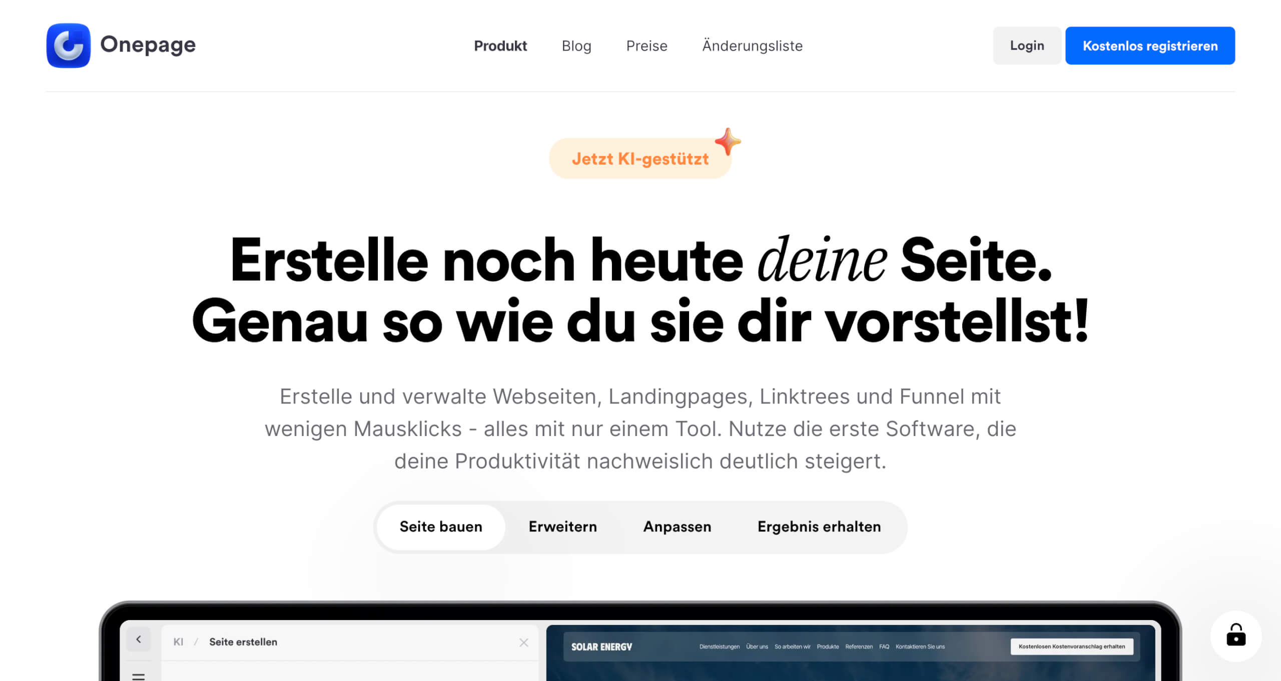 Onepage Erstelle noch heute deine Seite Genau so wie du sie dir vorstellst Onepage 08 05 2026 10 32 PM