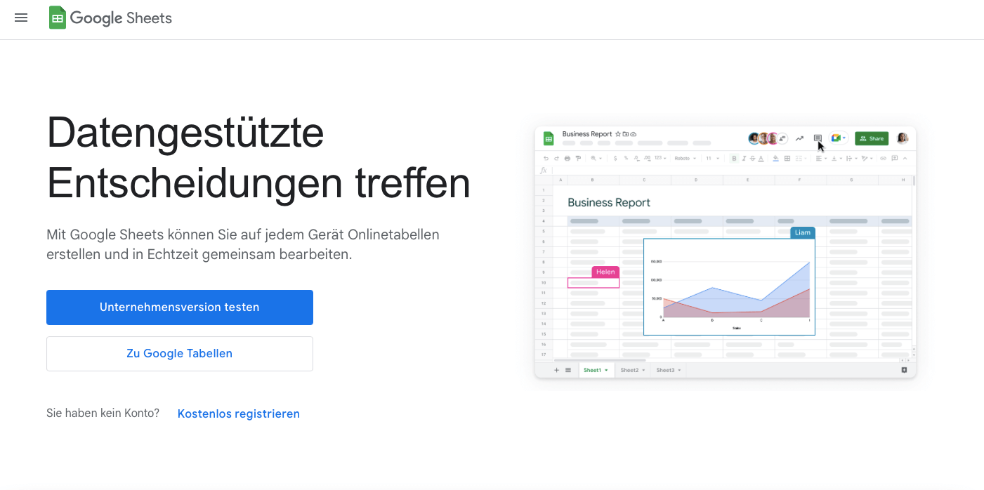 Preboarding Plattform Anbieter Google Sheets