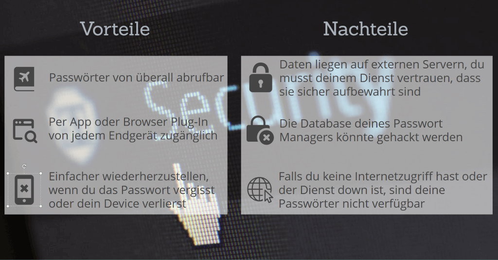 passwort manager vorteile nachteile online zusammenfassung