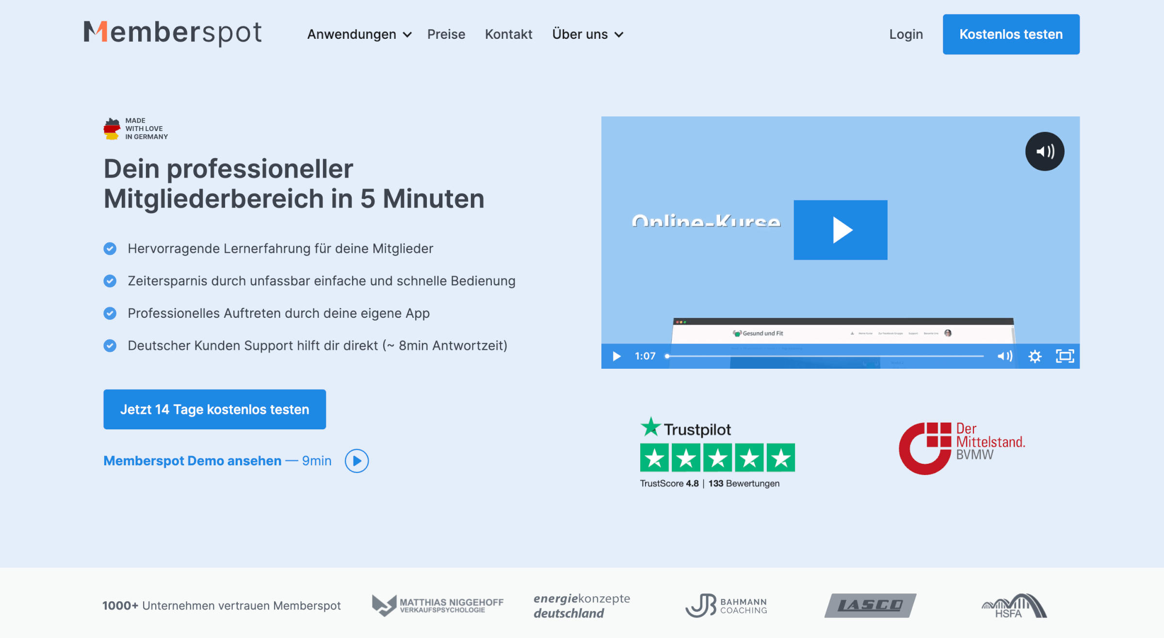 Mitgliederbereich erstellen Memberspot