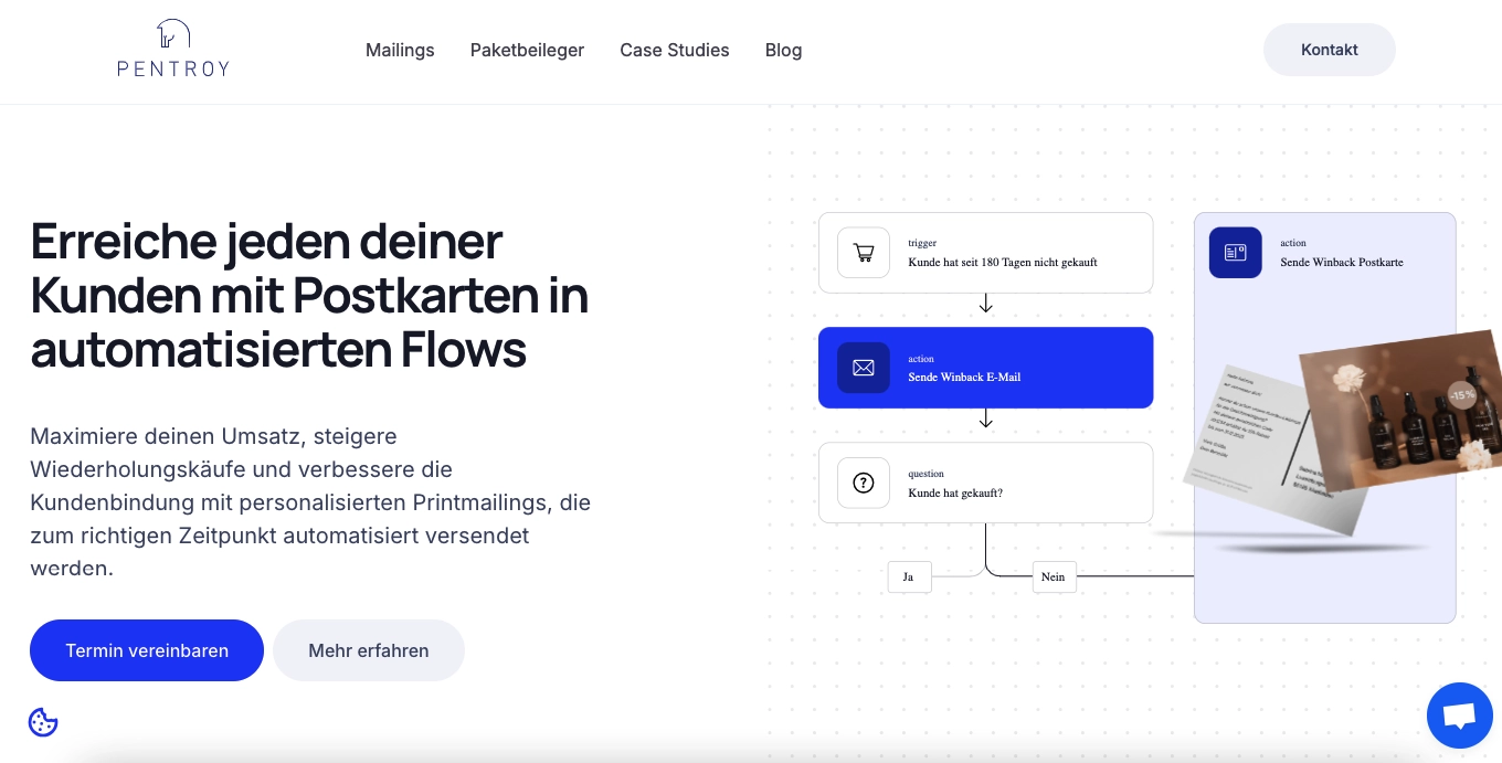 Handschriftliche Postkarten automatisieren Anbieter Pentroy