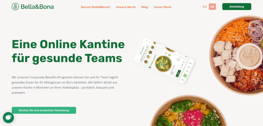 Bella Bona Online Kantine gesunde Teams Digital Affin 1