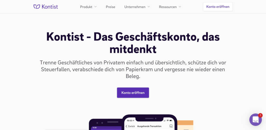 Intelligentes Banking fuer Selbstaendige Kontist Fintech Konto