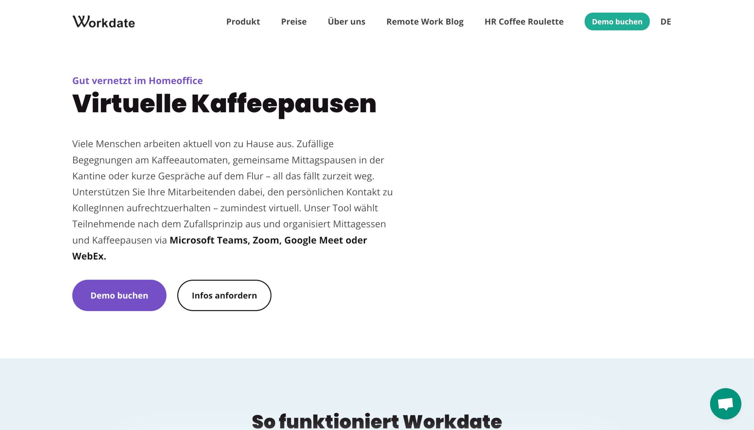 Virtuelle Kaffeepause Workdate