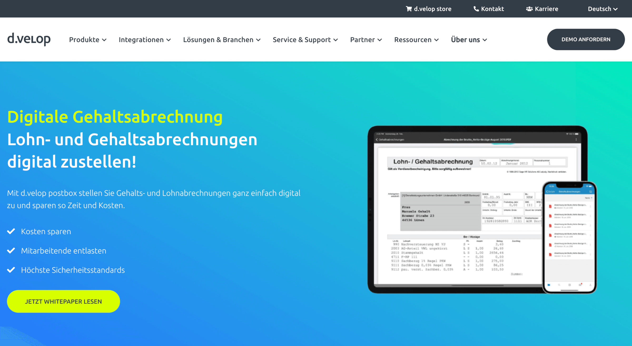 Digitale Lohnabrechnung dvelop