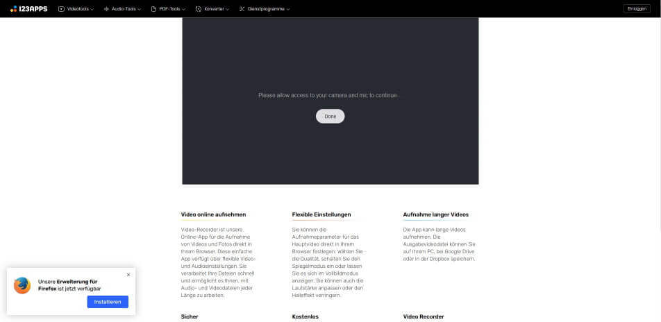 bildschirm aufnehmen online Webcamera