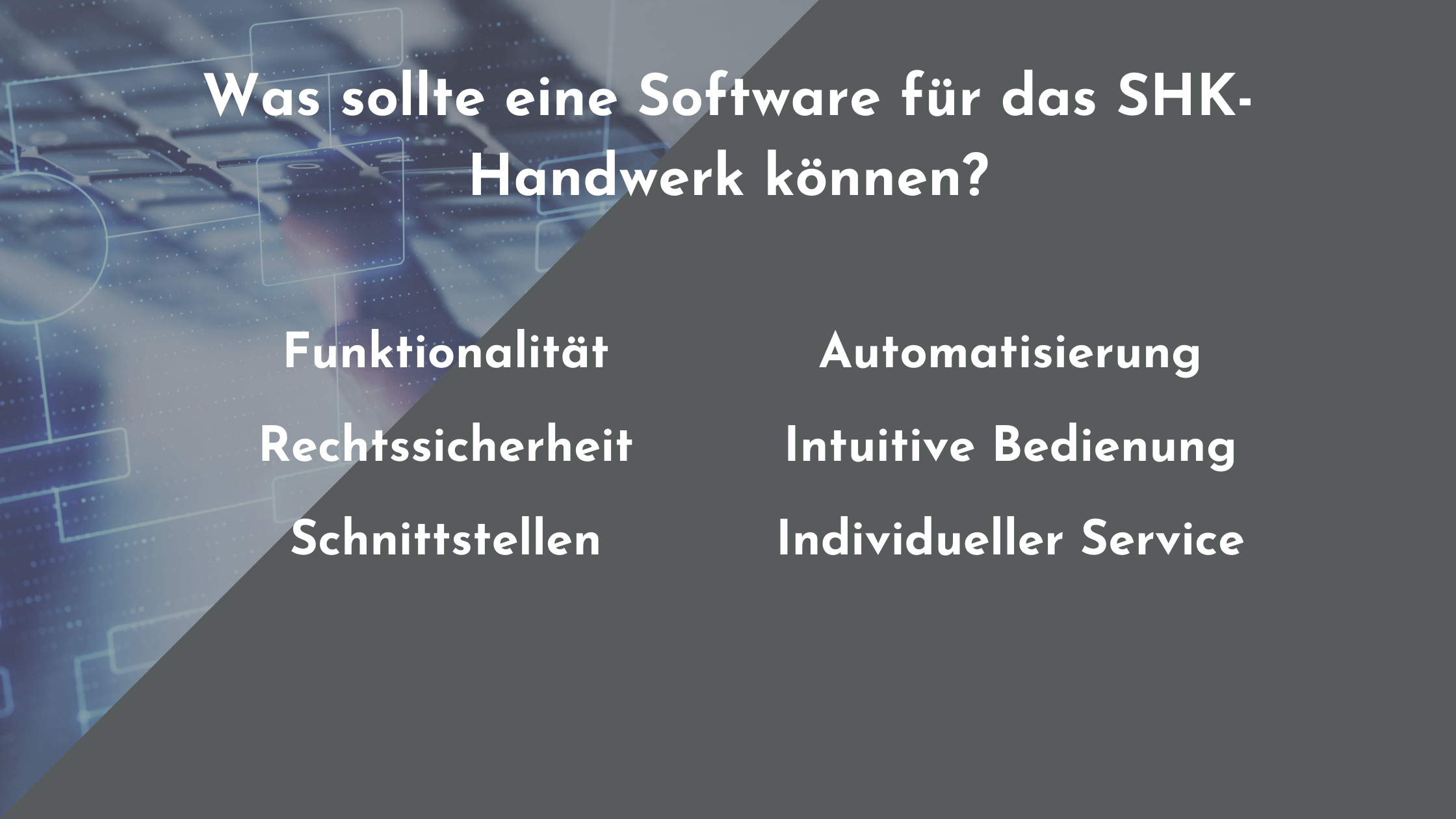 SHK Software Funktionen