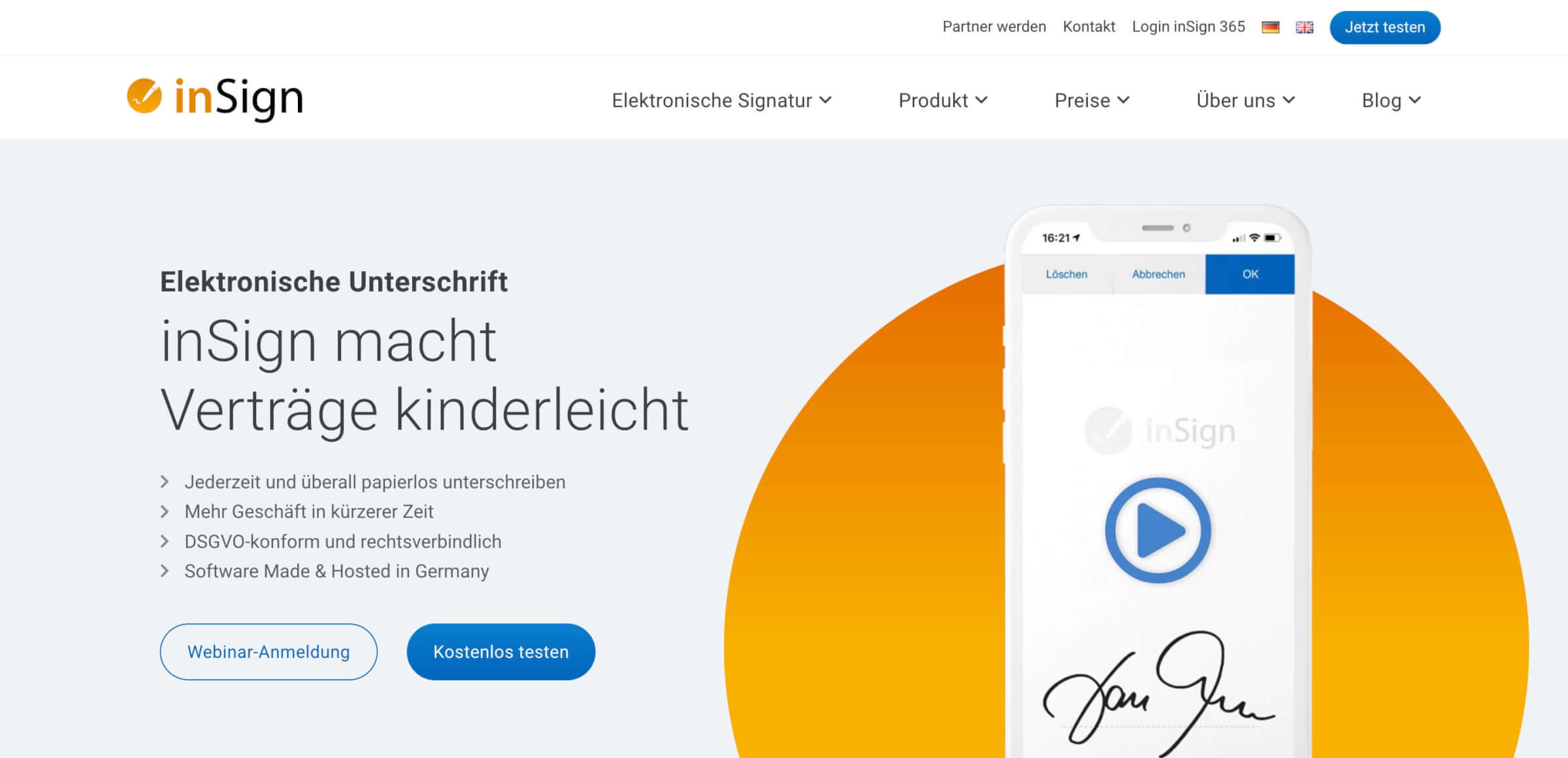 Elektronische Unterschrift inSign