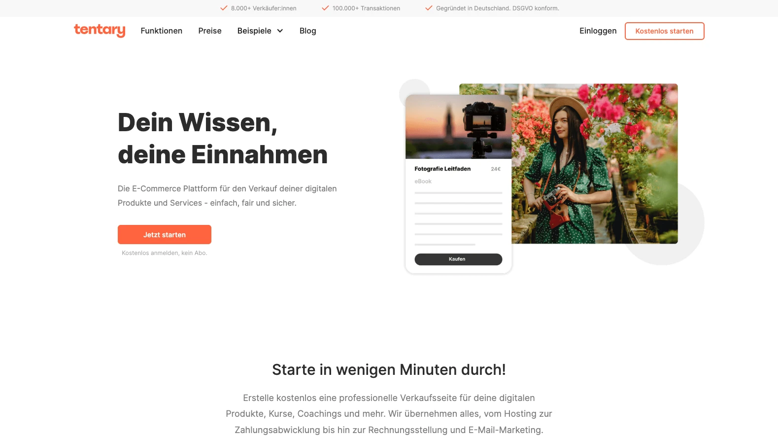 tentary startseite digitale produkte verkaufen