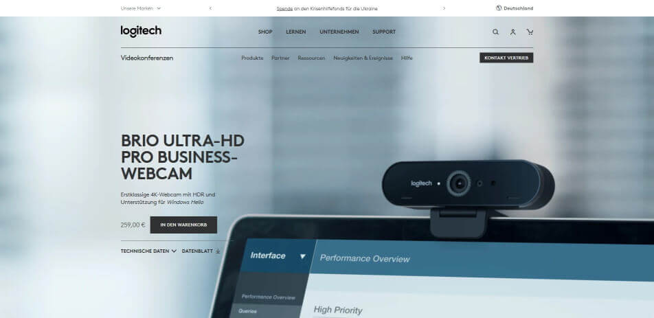 welche kamera fuer webinar Logitech Brio