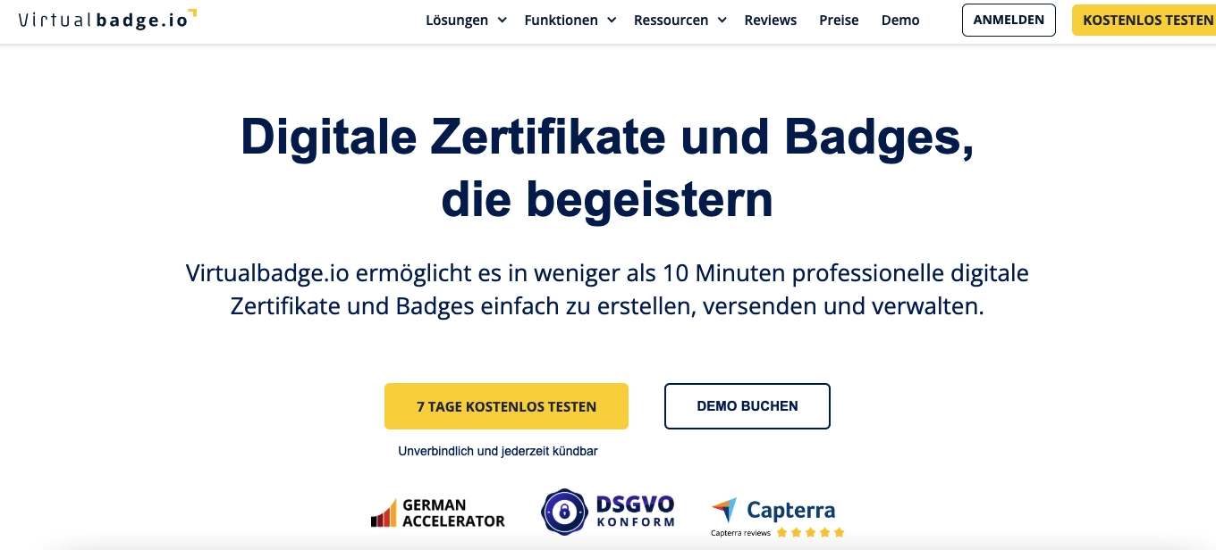 Digitale Zertifikate erstellen Anbieter Virtualbadge.io