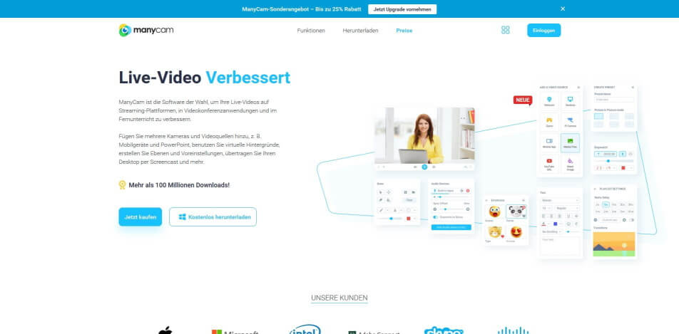 beste live streaming software kostenlos manycam