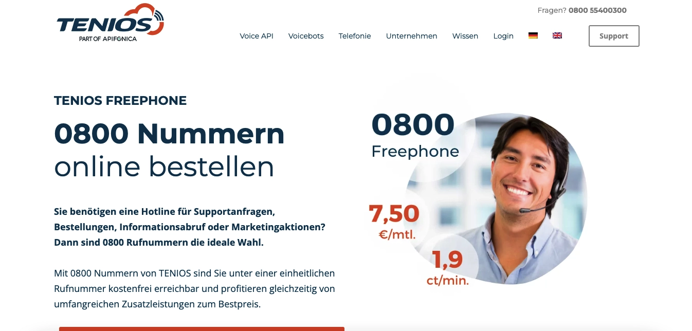 0800 Nummer Anbieter Tenios