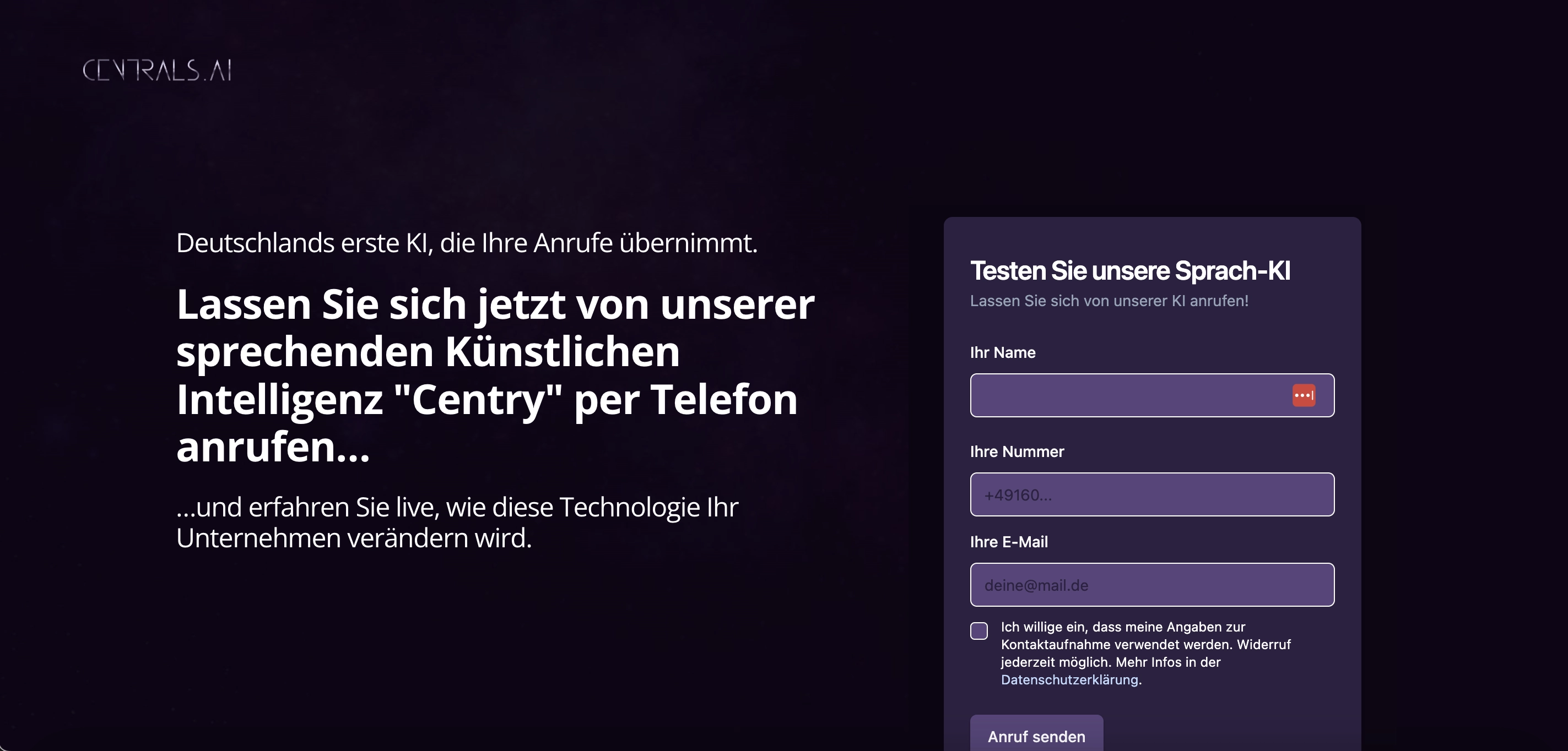 KI Telefonassistent Anbieter centrals ai