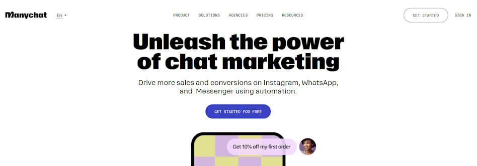 chatbot anbieter Manychat