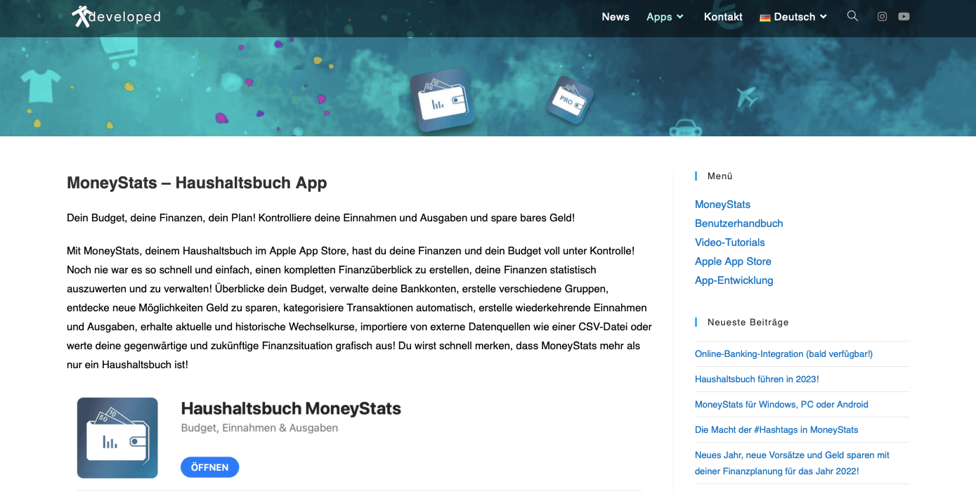 Digitale Produkte Ideen Screenshot Moneystats