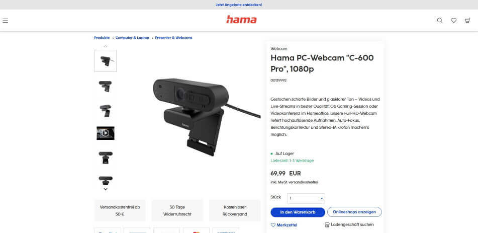 webinar technik Hama C 600 Pro