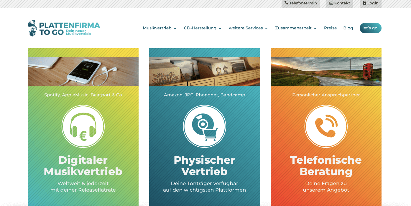Digitale Produkte Ideen Screenshot Plattenfirma To Go