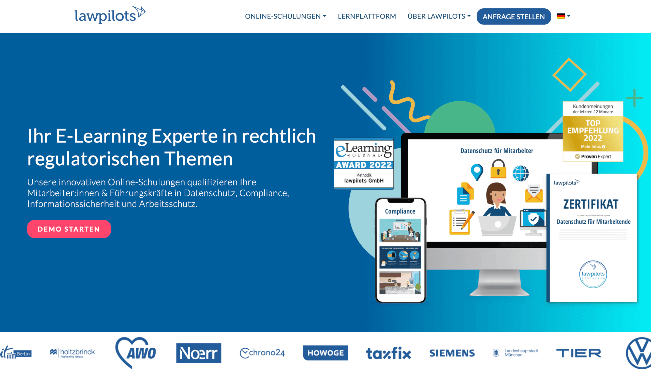 Unterweisungsmanagement Vergleich lawpilots