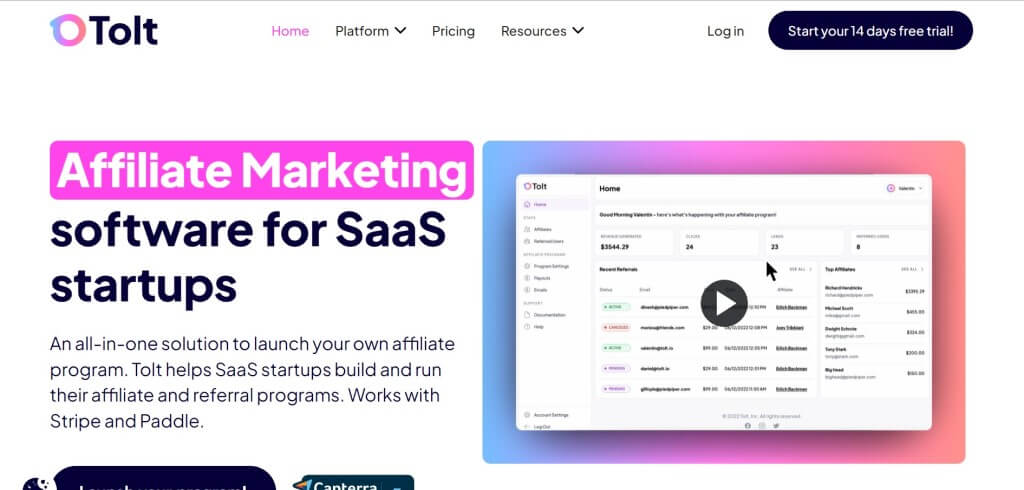 Affiliate Marketing Software Tolt