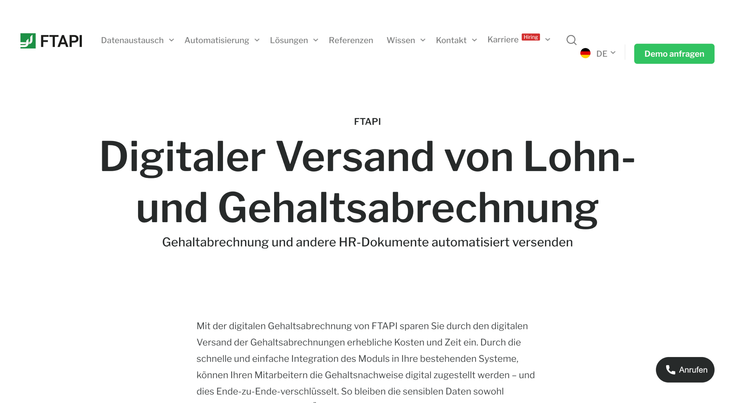 Digitale Lohnabrechnung FTAPI