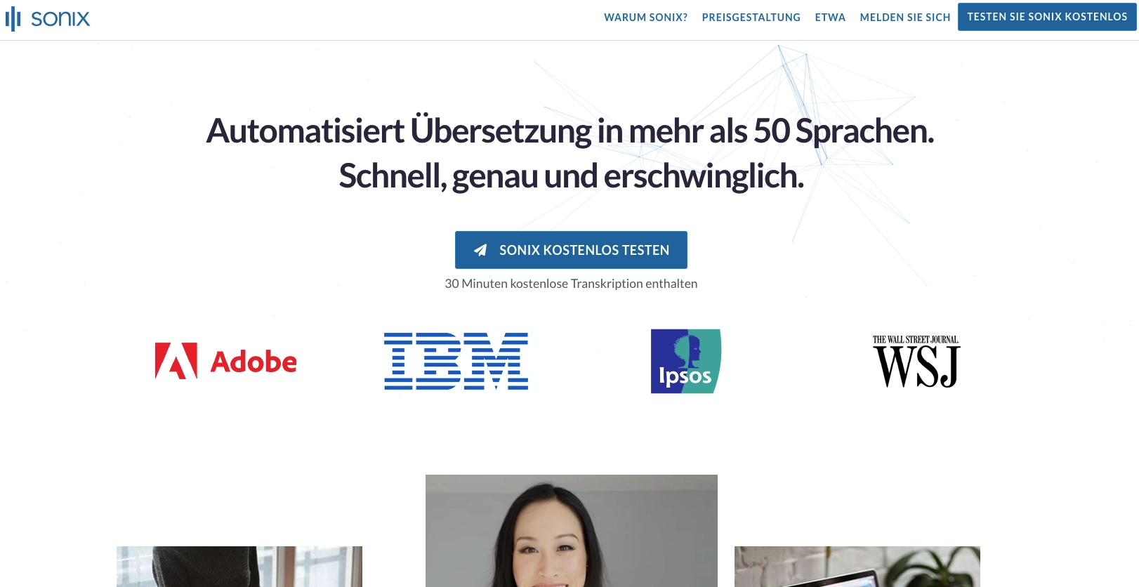 Transkription Software Anbieter sonix