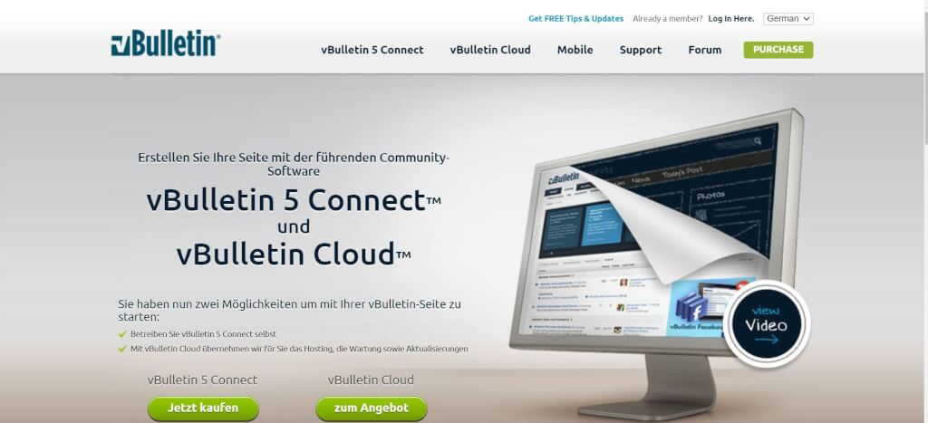Moderne Forum Software vBulletin