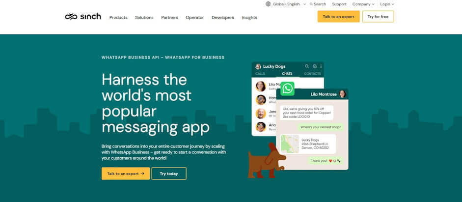 whatsapp business api sinch