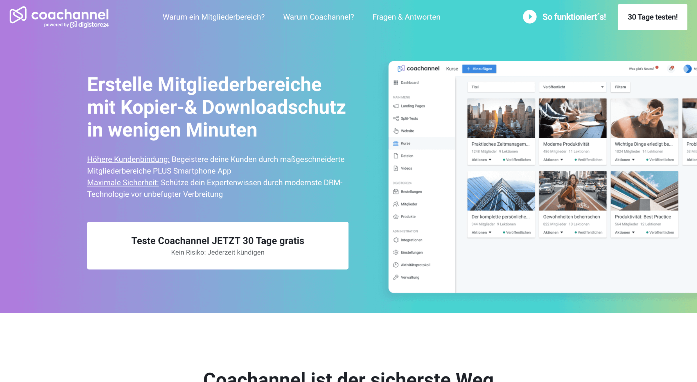 Mitgliederbereich erstellen Coachannel