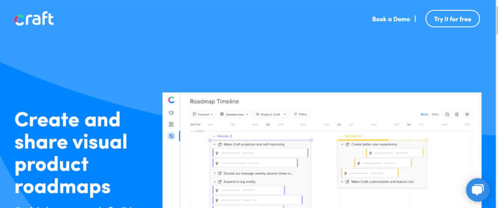 Digitale Roadmap Craft.io