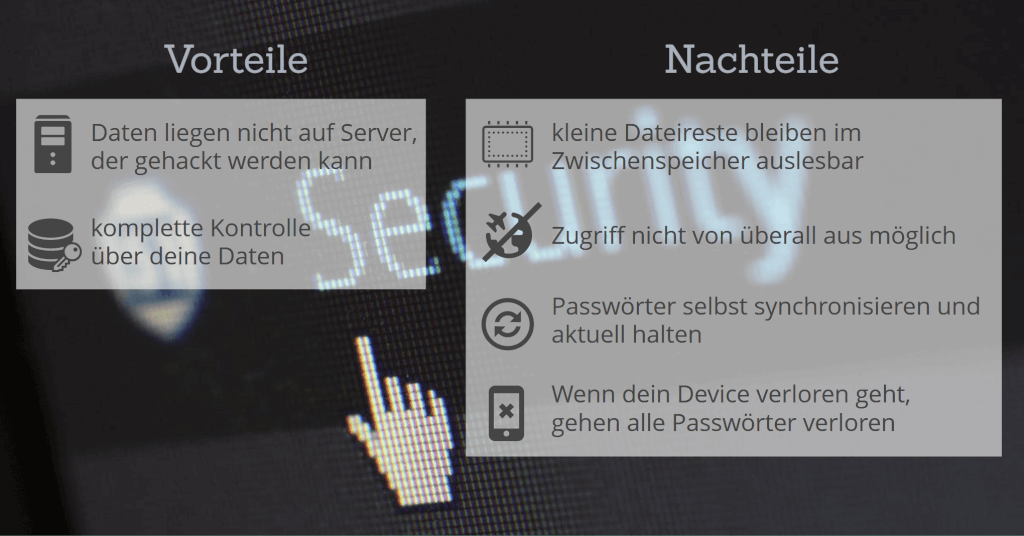 passwort manager vorteile nachteile offline zusammenfassung
