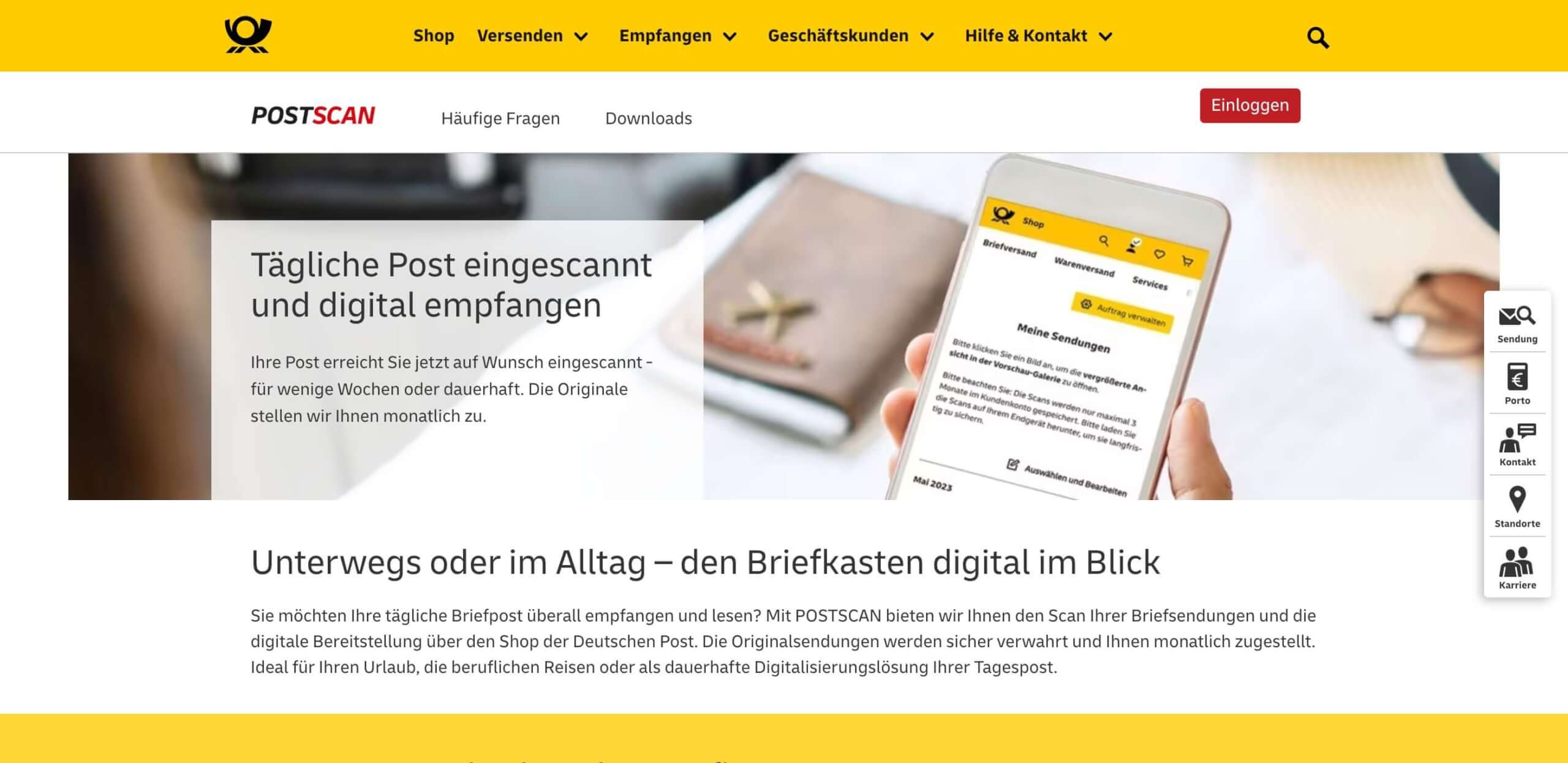 POSTSCAN Post online empfangen Ein Service der Deutschen Post digital affin 1