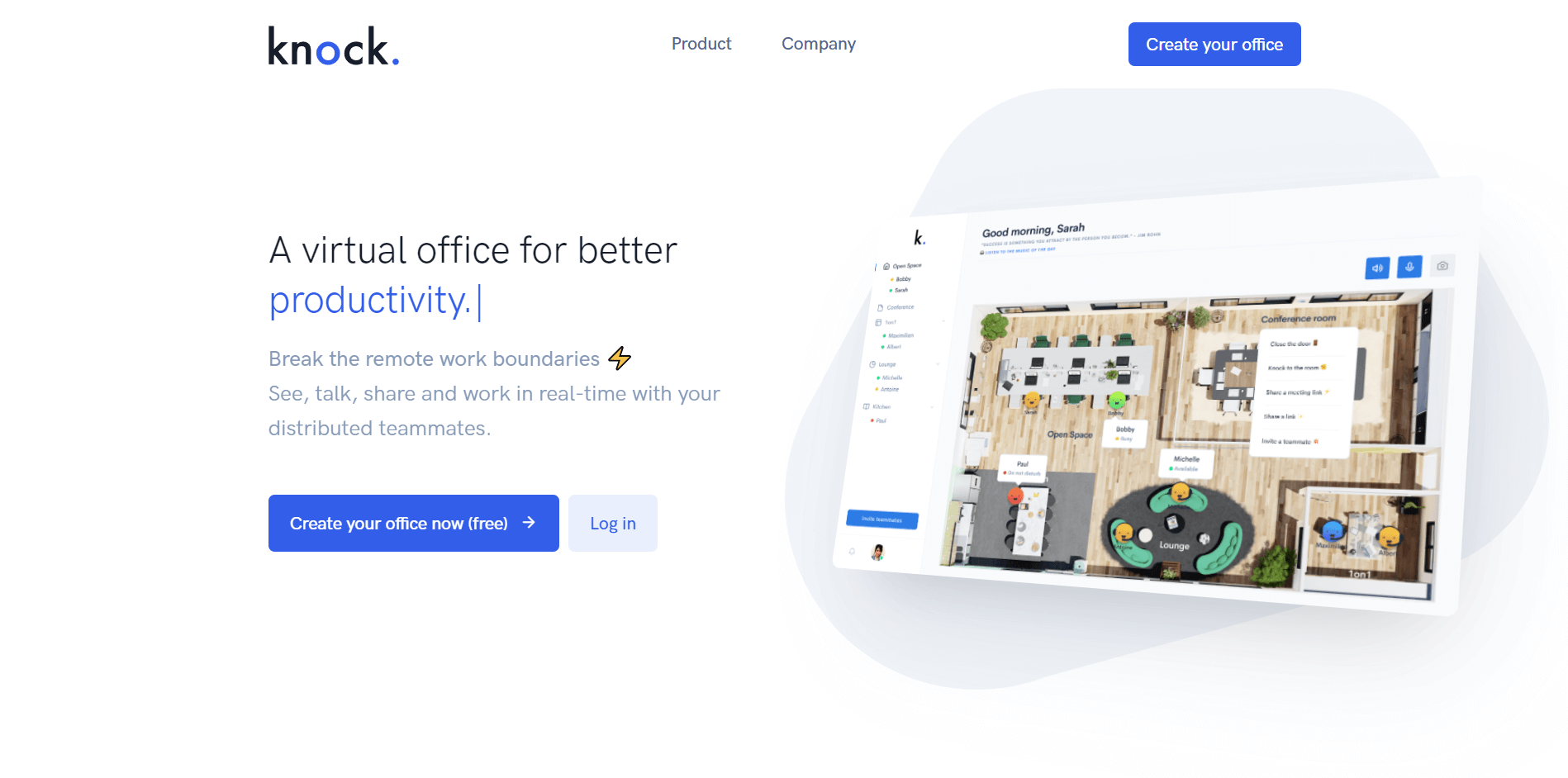 A virtual office for distributed teams Knock.