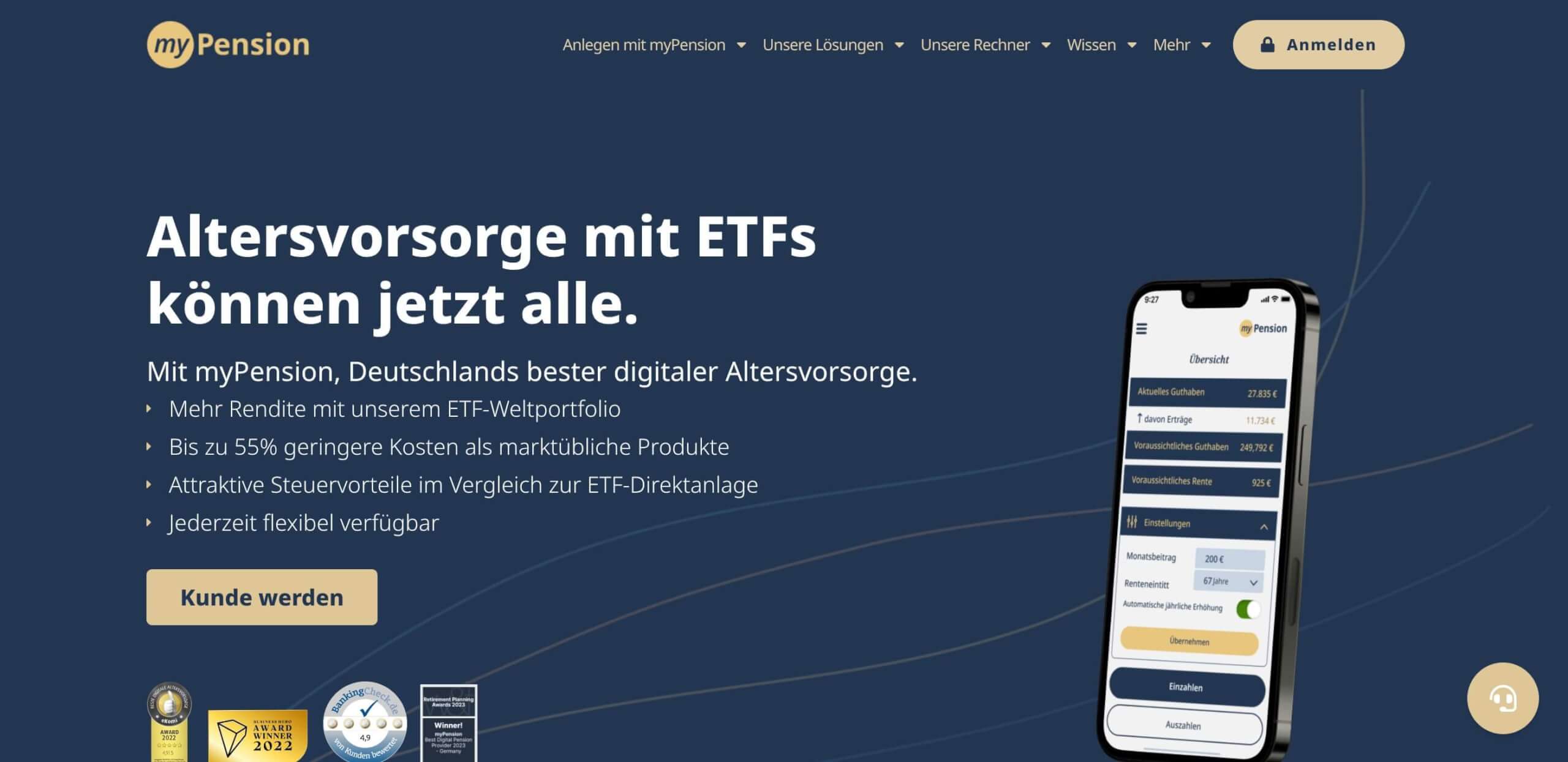 Startseite myPension beste digitale Altersvorsorge in Deutschland digital affin 1