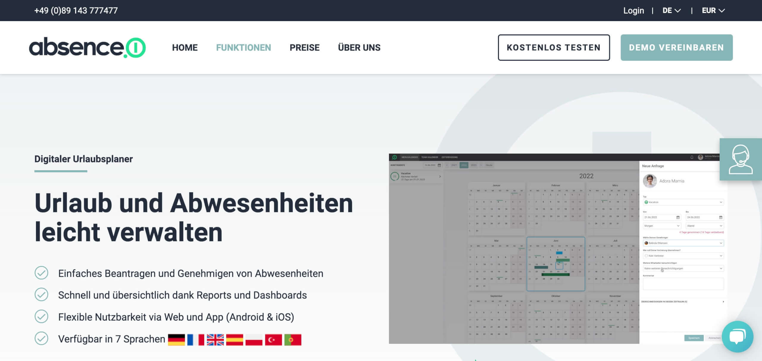 Digitaler Urlaubsplaner von absence io 1