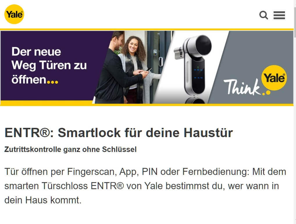 Digitales Schloss Yale ENTR