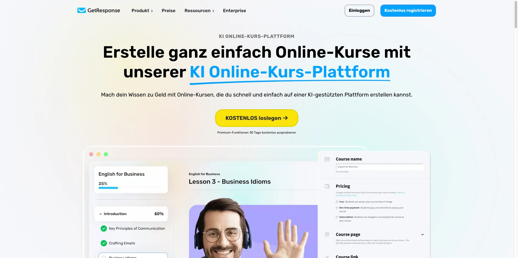 getresponse online kurs seite