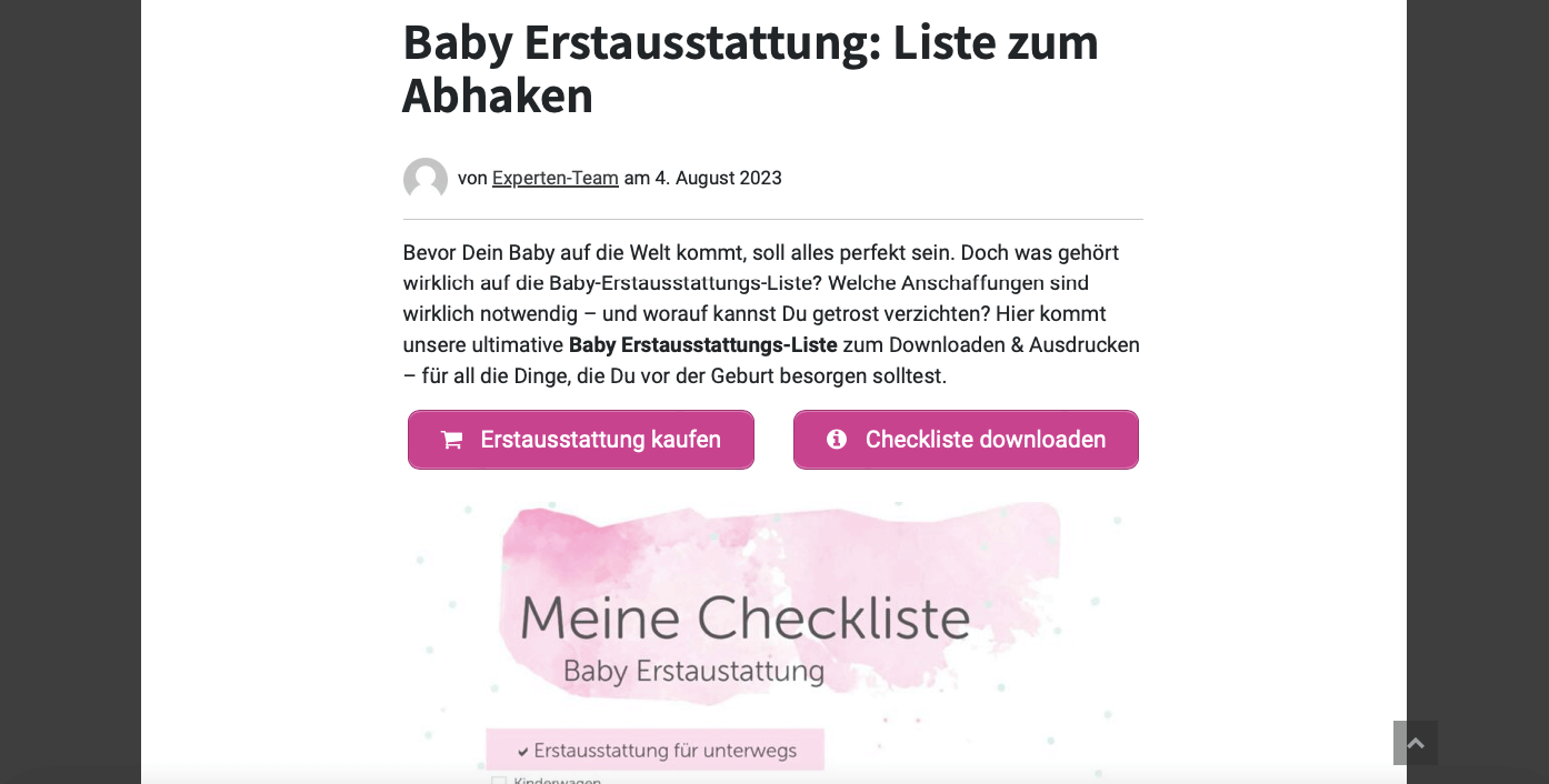 Digitale Produkte Ideen Screenshot Babyausstattung