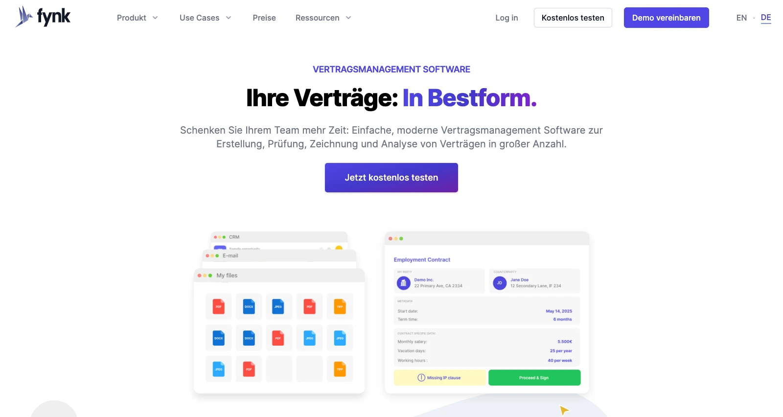 fynk vertragsmanagement software website