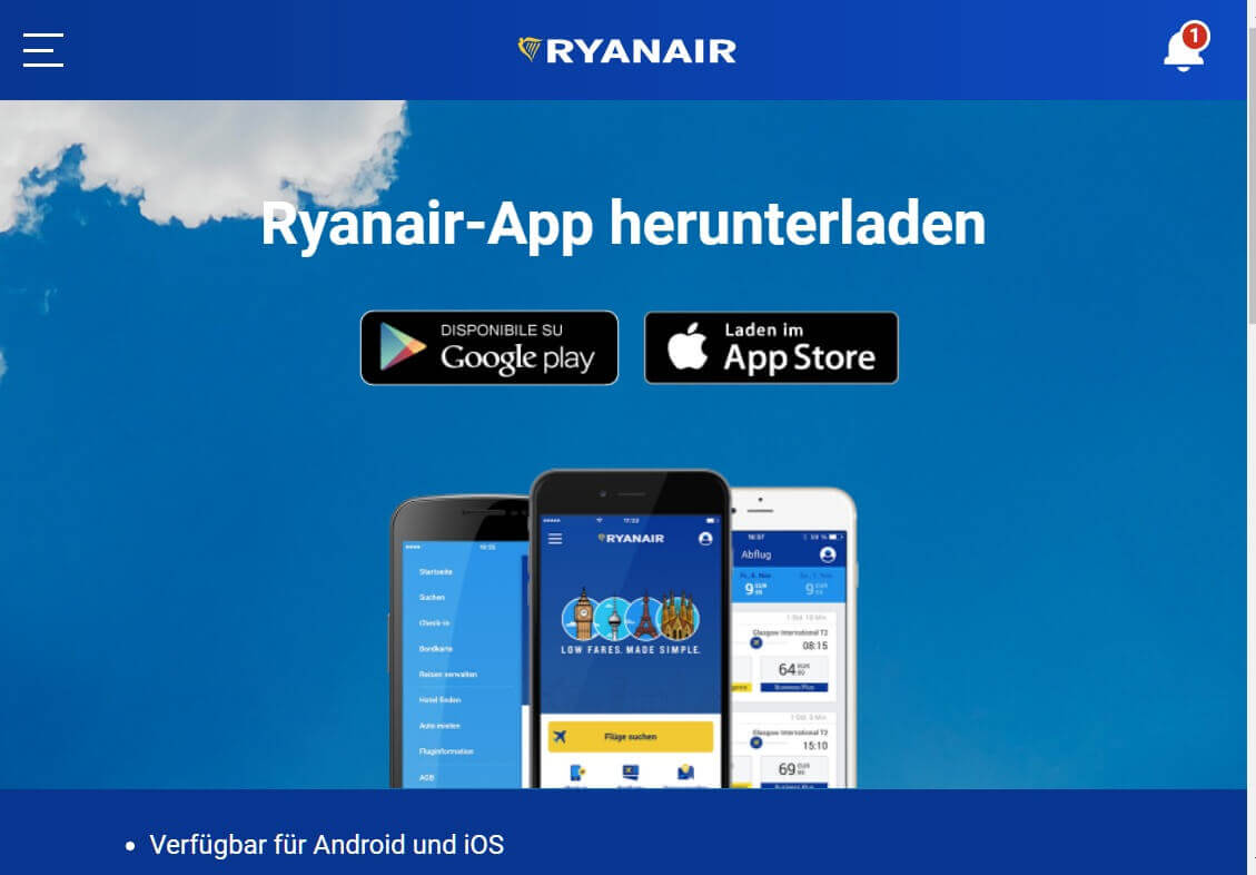 Check in App Ryanair 1